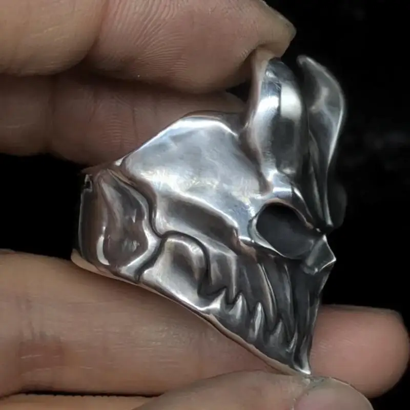 

Серебряное кольцо с русскими мертвыми ядерными скелетами в стиле рок, изысканное производство