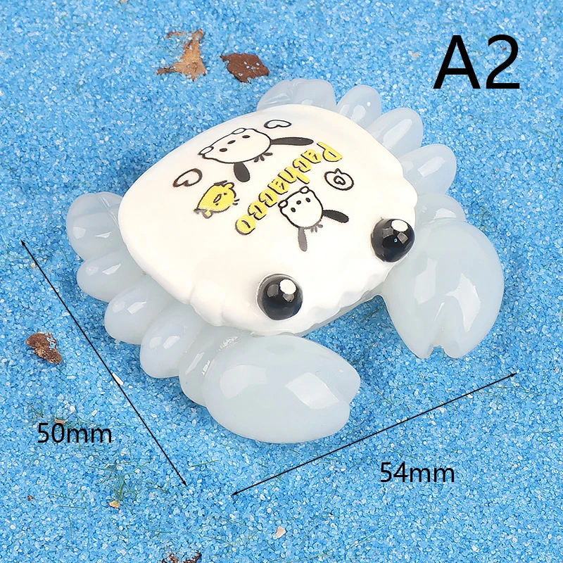 Kawaii Mini Resin Luminous 3D Crab Figures Cartoon Sanrio DIY Embellishments Accessories Material Flatback Charms Scrapbooking