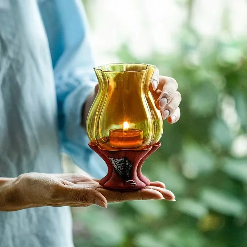 Portavelas de arcilla en polvo roca antigua Retro, artefactos de Yin, velas aromáticas perfumadas, luces vela, centro