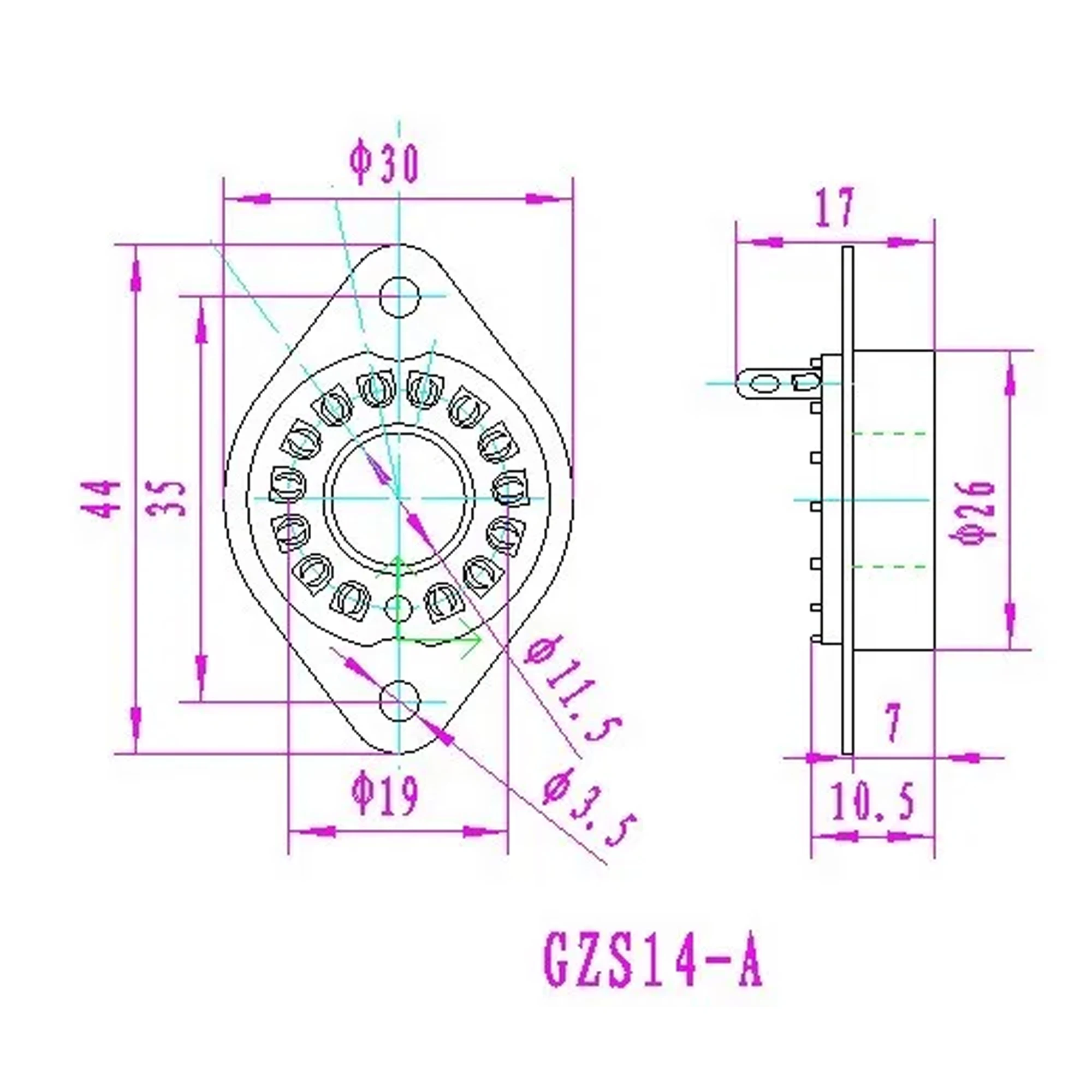 1pc Photomultiplier Kunststoff Rohr Buchse E678-14C Ventil Basis für R1924A,GDB-28,GDB-23,CR110,CR125,R373 Vintage Audio Verstärker – Detail 1