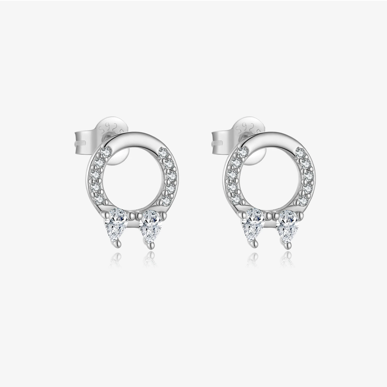 

VEWANT 925 Sterling Silver CZ Zircon Circular Pear Shape Stud Earrings, Stylish Hoop Design, Women Fashion Jewelry Gift