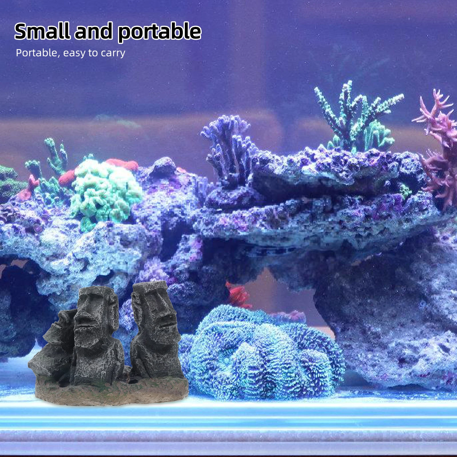 

Portrait Ornaments Aquarium Decor Moai Sculpture Stone Statue Figurines Resin Artificial