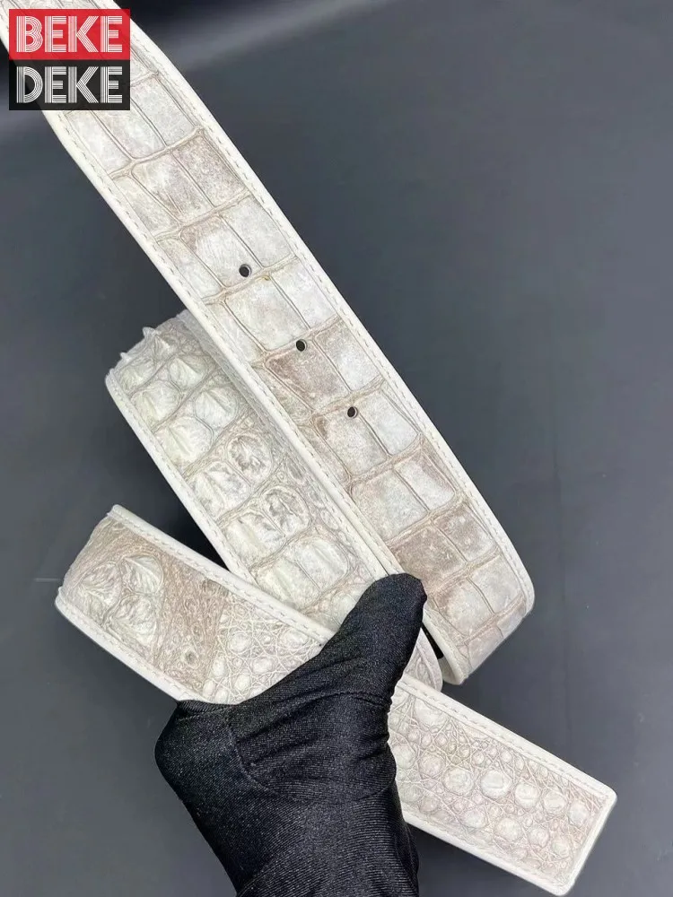 

New Color Crocodile Genuine Leather Belt Male Vintage Business Casual Strap For Suit Pants High Quality Waistband Without Buckle