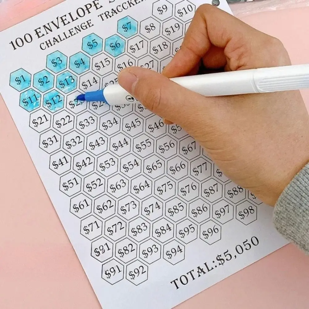 Financial Management 100 Envelope Savings Challenge Money Saving Loose-Leaf Binder 100 Envelope Challenge Binder Cherry Blossom