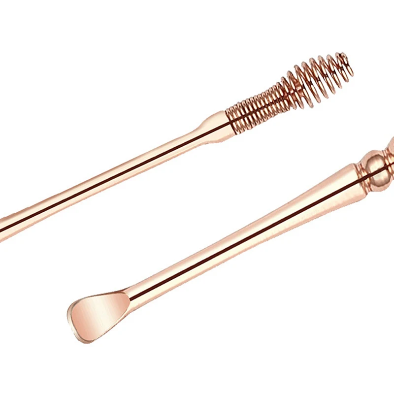 Double Head Stainless Steel Spiral Ear Scoop Ear Scoop Digging Tools Earwax Curette Spoon Rose Gold Colour Ear Scoop