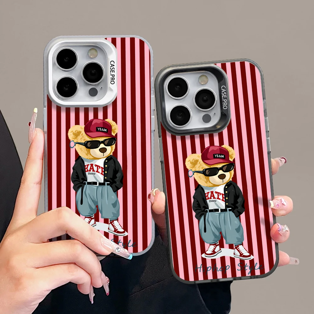 Für iPhone 17 15 16 14 Pro Max Hülle Plus Gestreiftes Cooles Bärenmuster Cover Für iPhone 13 11 12 ProMax XS XR XS 7 8 Plus 16E Hüllen – Detail 1