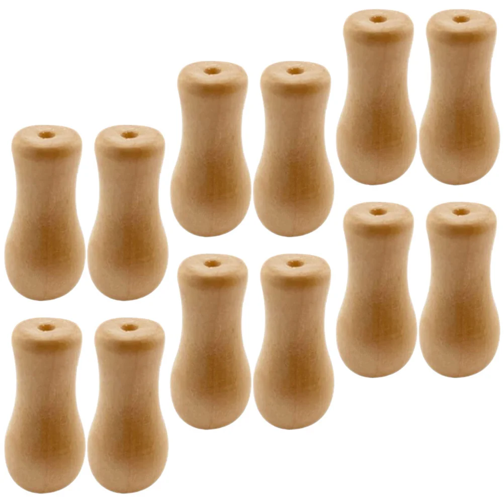 12 Pcs Curtain Accessories Yellow Wooden Pendant Bamboo Roller Blind Pull Cord Knobs for Blinds Window Fringe Ends