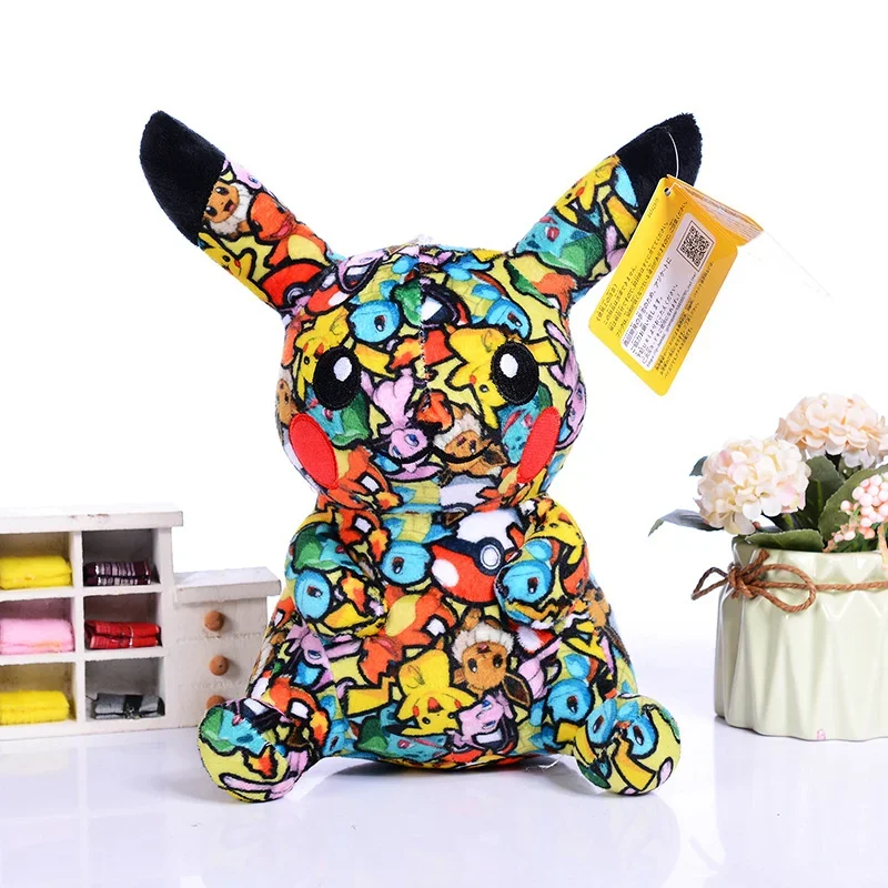 Pokemon Dark Lightning Graffiti Pikachu Pichu Cute Cartoon Anime Figure Stuffed Plush Dolls Toys Girl Kids Birthday Xmas Gifts