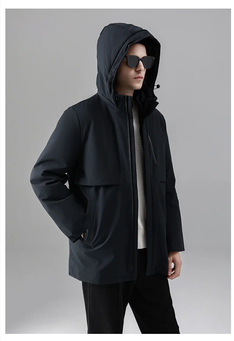 Men's Down Coats and Parkas Mid-length Winter Jackets Padded Puffer Jacket Man Down Jacket Thick Detachable Inner Padding HWY103