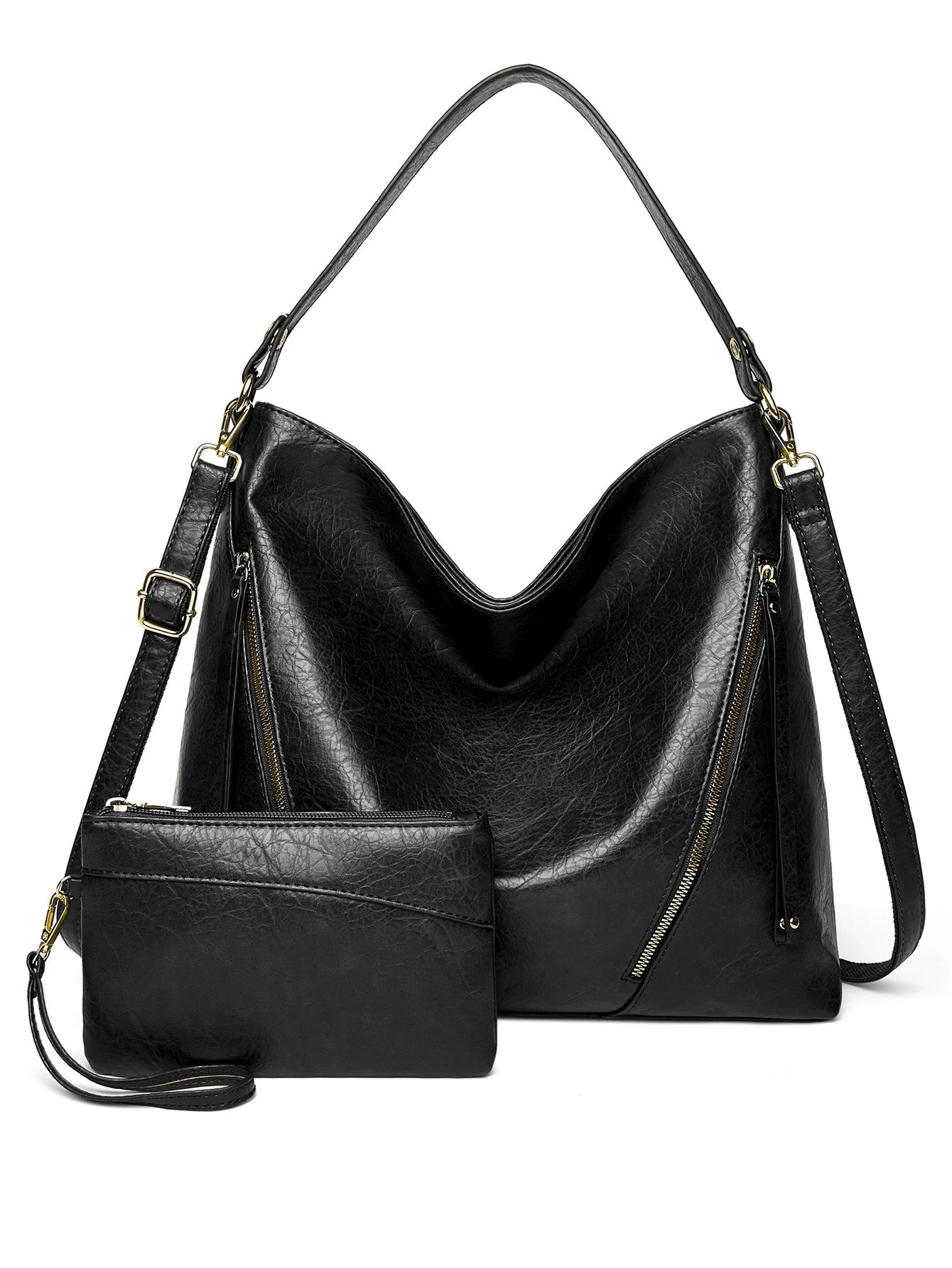 ชุดกระเป๋า 2 ชิ้น ขนาดใหญ่ จุของได้เยอะ แฟชั่นทันสมัย ใช้งานได้หลากหลาย สไตล์ใหม่ กระเป๋าถือและสะพายข้างสำหรับผู้หญิง ดีไซน์มินิมอล