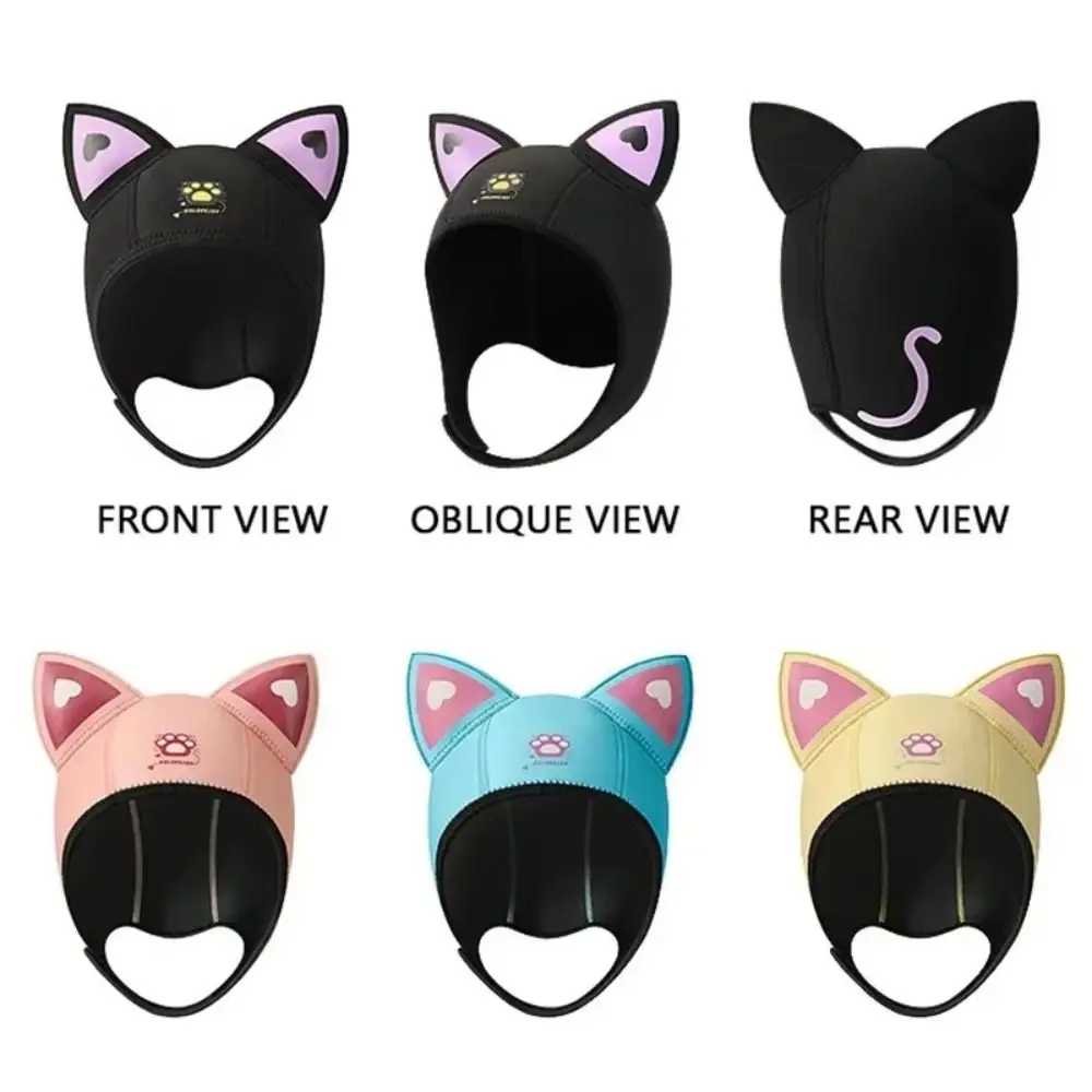 

Neoprene Diving Headband Clear Vision Wetsuit Hood Outdoor Diving Hat Cute Professional Cat Ears Swimming Headband Diving