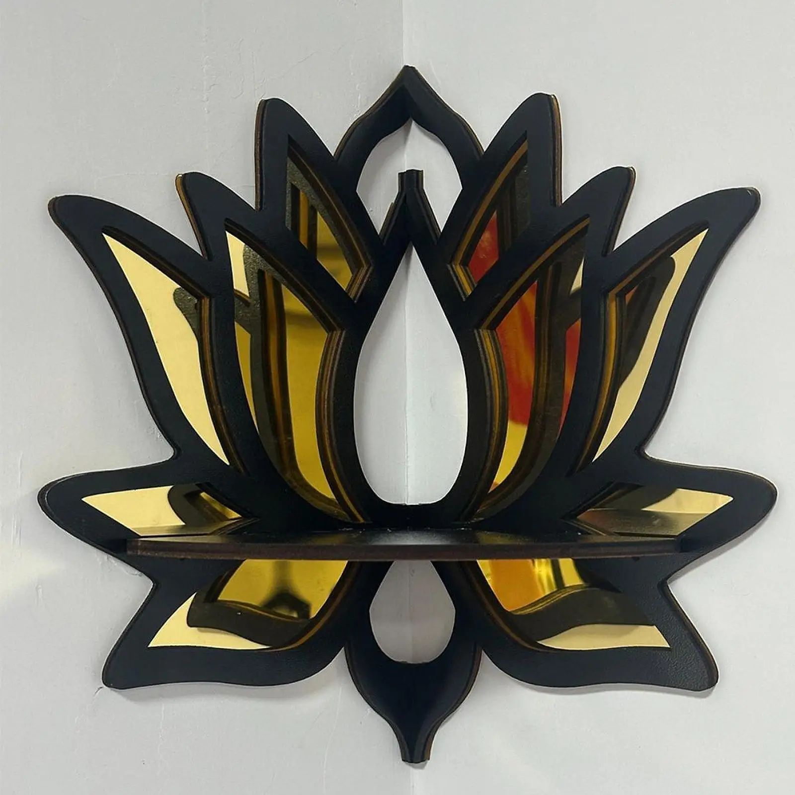 Lotus Wall Shelf Wall Storage Home Decor Decorative Floating Shelves Wooden Wall Shelves for Bedroom Office Plants Living Room