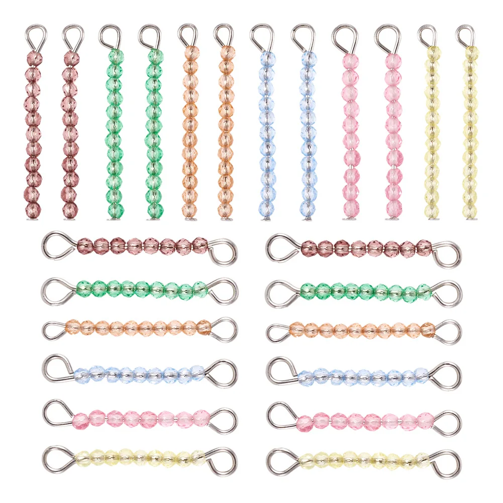 

48Pcs Glass Rondelle Beaded Connector Pendants Round Bead Link Charms for DIY Earring Necklaces Anklets Jewelry Making