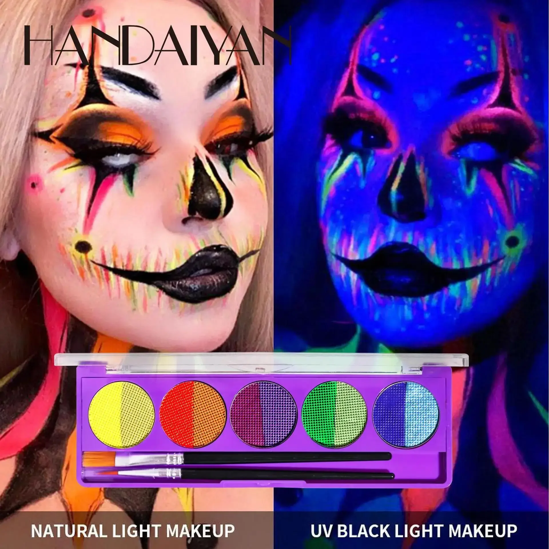 UV-reactieve Glow Face Body Paint Hoog pigment op waterbasis Veilig Gemakkelijk te verwijderen Langdurig make-uppalet voor festivalkunst