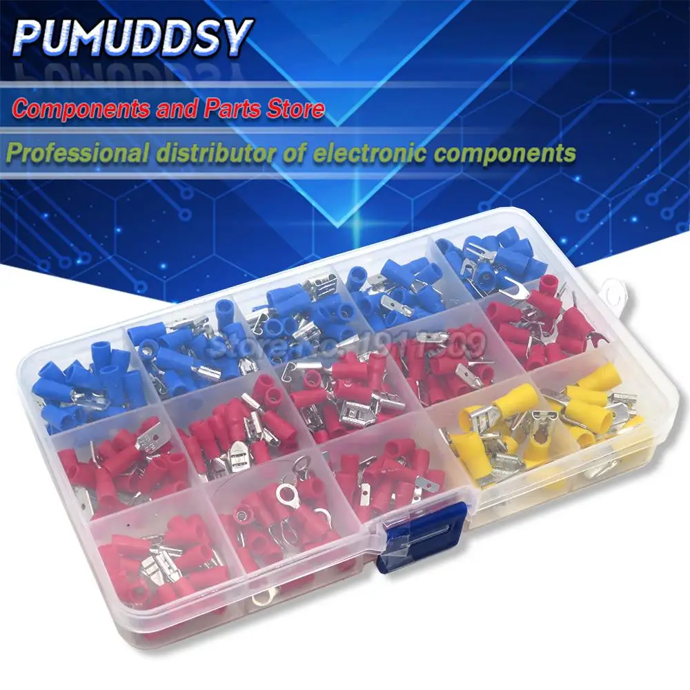 280pcs/set Cable Lugs Assortment Kit Wire Flat Female and Male Insulated Electric Wire Cable Connectors Crimp Terminals Set Kit