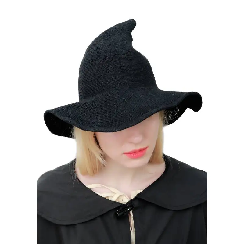 DAZCOS Halloween Multicolor Witch Hat Wide Brim Foldable Pointed Cap Fashion Solid Hat Diversified Along the Hat Girlfriend Gift