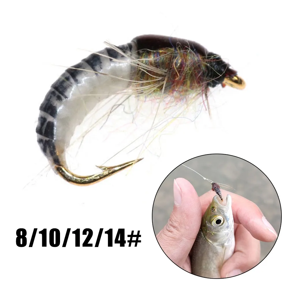 

Fishing Lure Carbon Steel Feather Chemical Fiber Insect Bait Lure Insect Black+White Fly For Trout Fishing Lure Nymph Hot Sale