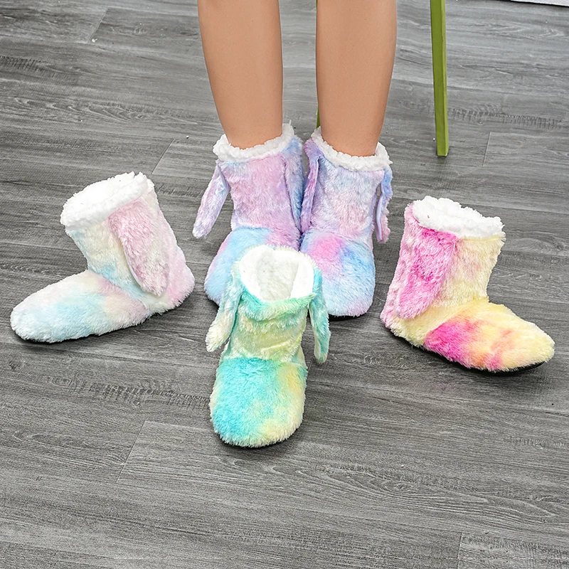 Winter Fur Slippers Warm Soft Women Home Slippers House Floor Shoes Ladies Indoor Socks Furry Plush Slides Cotton Shoes