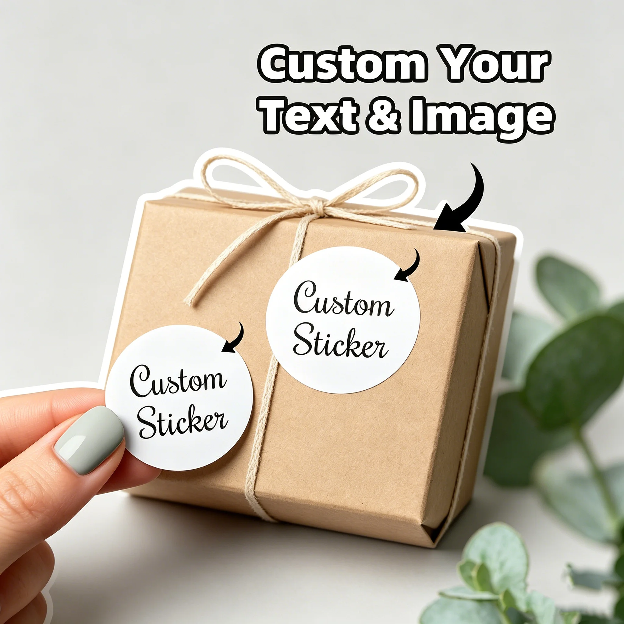 Custom Personalized Waterproof Stickers, Round - Customizable Text, Logo, or Image, for Packaging, Envelope Seals, and Business