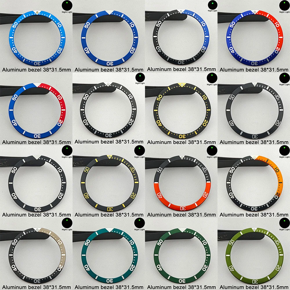 

Flat Polychrome aluminum Bezel Insert 38mm*31.5mm Bezel Insert Watch substitute watch insert ring Watch Accessories Watch Parts