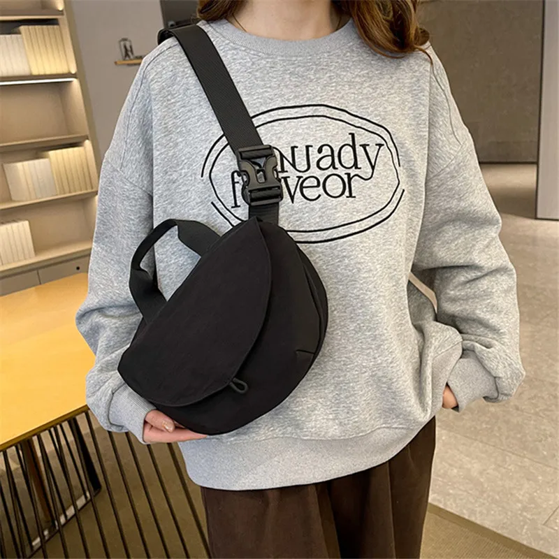 

Lightweight Women's Bags, Stylish Cross Canvas Bag, Nylon Tote Bag, Solid Color Design Single Shoulder Bag, Handbag Cloth Pouch