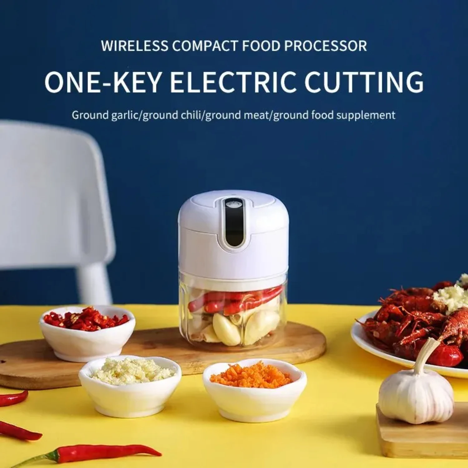 Mini picadora de verduras y carne portátil con carga USB, eficiente, compacta y versátil, conveniente, multifunción, garli