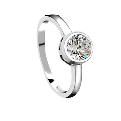 Semplici gioielli rotondi con zirconi cubici da donna alla moda anelli in argento sterling 925 per anelli da sposa da sposa femminili vendita calda