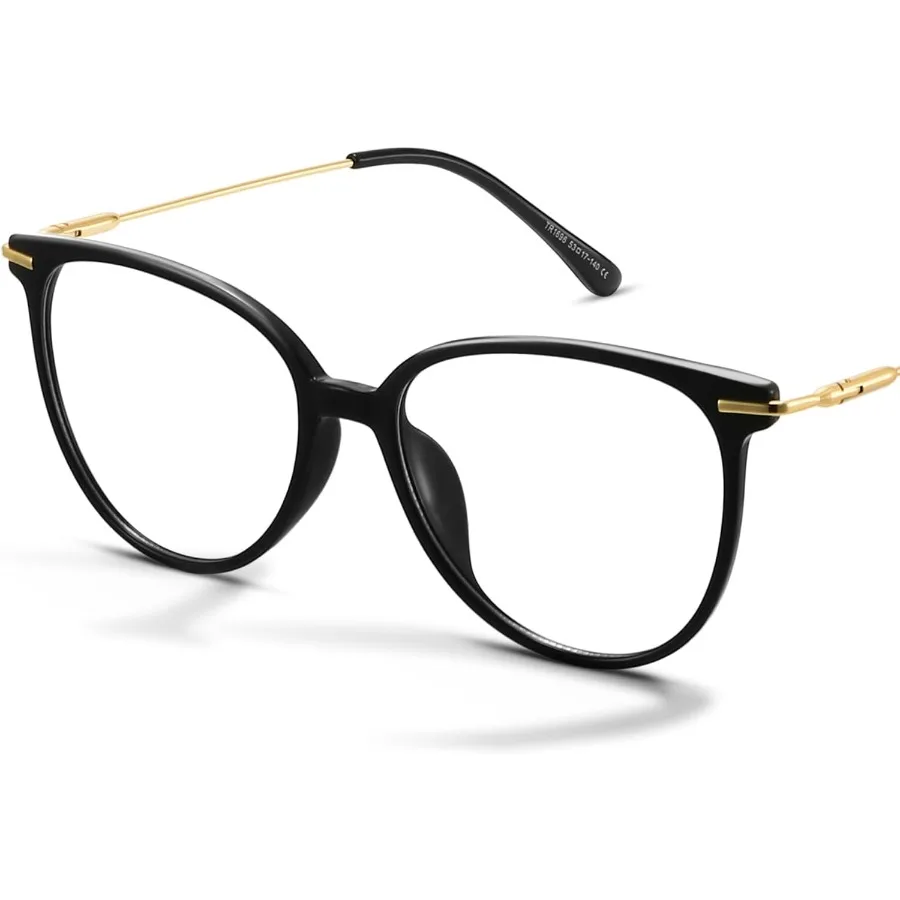 

Blue Light Blocking Glasses for Women and Men: Fashionable Round Cateye Frame with UV Ray Filter Ideal for Computer Use Gaming