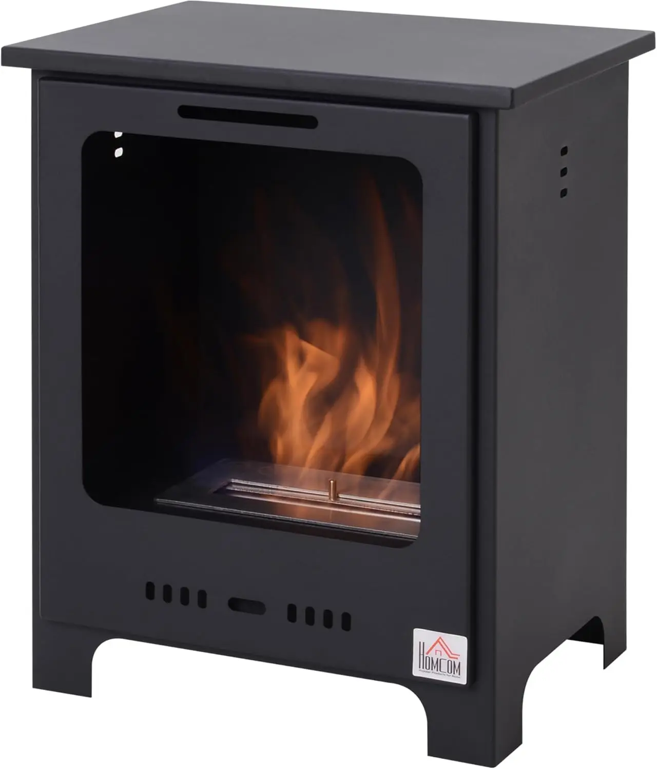 

19.75" Ethanol Fireplace, Freestanding Alcohol Fireplace Stove with 0.25 Gal Tank Capacity, Flame Snuffer - Black