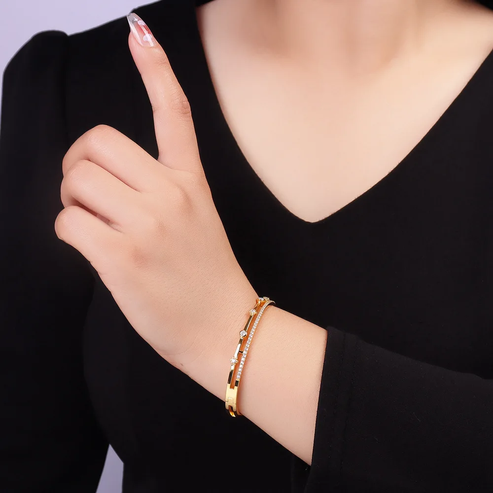 D Color VVS1 Moissanite Lab Diamond Women Bangle High Quality s925 Silver Moissanita Plated 18k Hand Cuff Bracelet Fine Jewelry