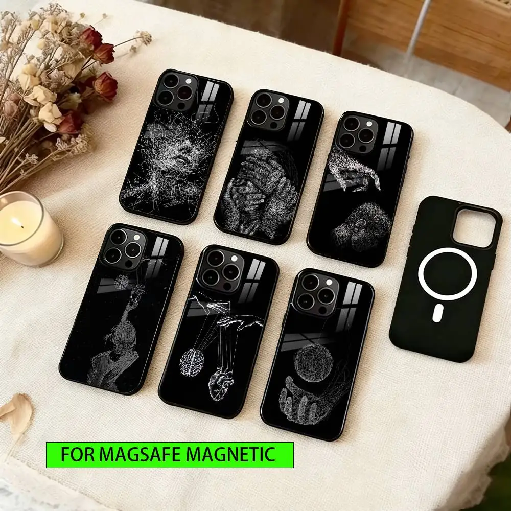 

Line Bondage Phone Case For iPhone17,16,15,14,13,12,11 Plus,Pro Magnetic with Magsafe Wireless Charging