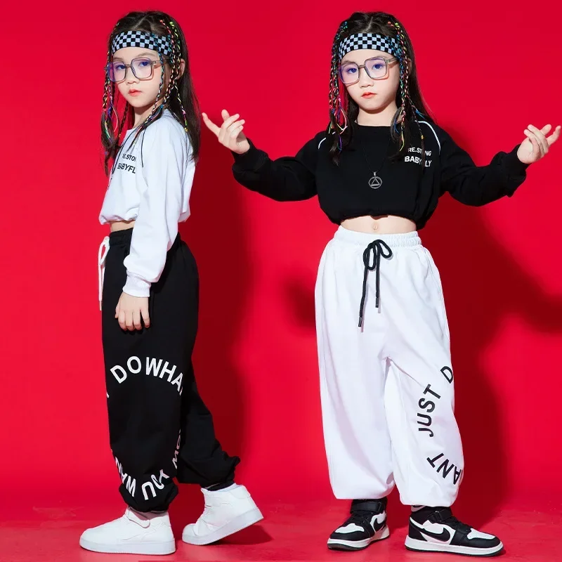 Dance Parties Stage Clothes Girls' Jazz Costume Autumn Kid Hip-hop Umbilical Suit Street-bombing Costume with Hip-hop Vibe