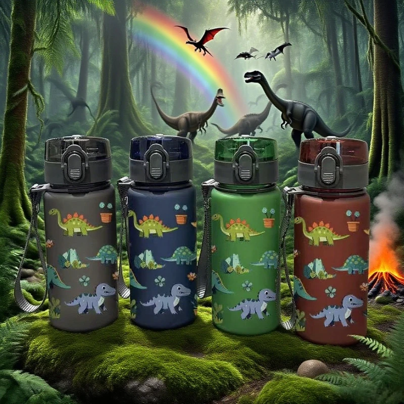

3D Printed 500ml Dinosaur Pattern Water bottle: Vivid Dino Print, Food-Grade Material, Perfect for Kids' Daily Use