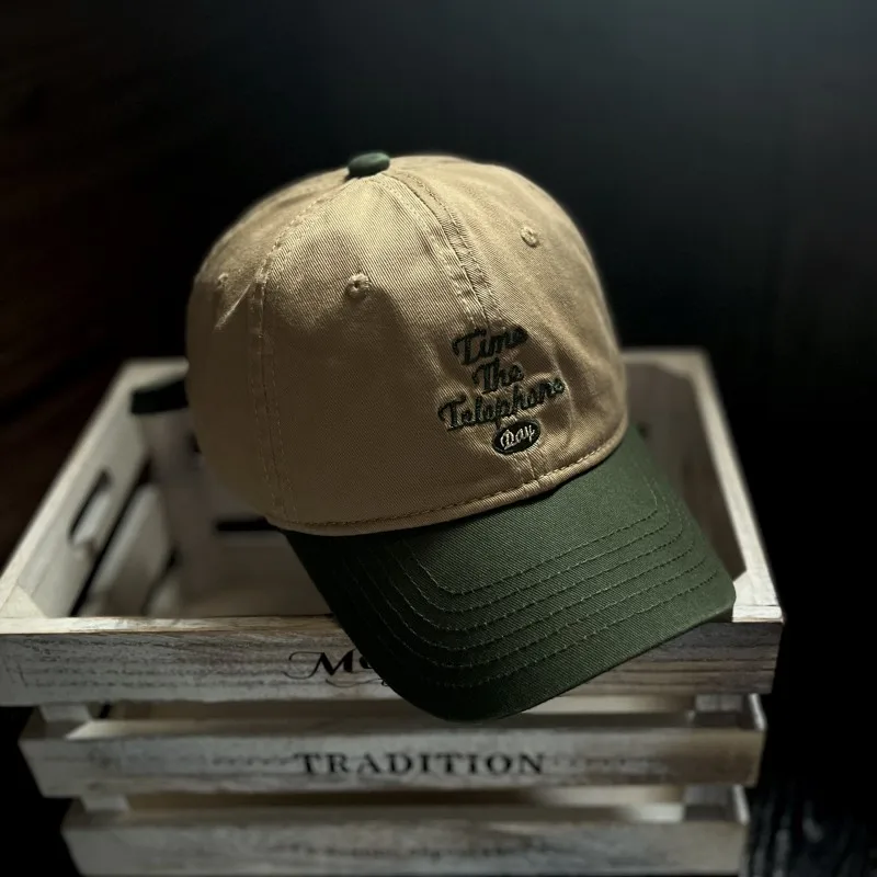 Casquette de baseball rétro délavée pour hommes et femmes, casquette à visière douce, patchwork, couleurs assorties, décontracté, aspect visage,