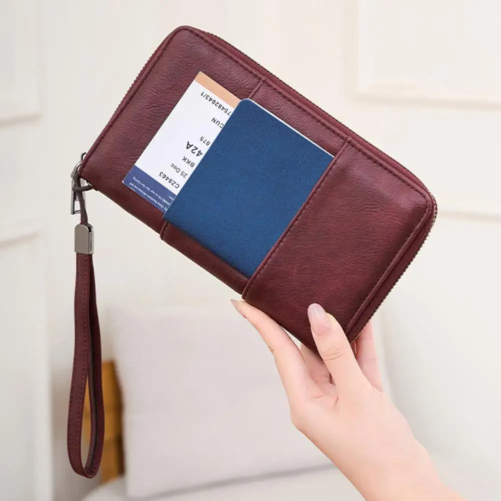 Travel Essentials Organizer Rfid Blocking Wallet with Zipper Travel Document Holder Passport Organizer Card Holder with for Men
