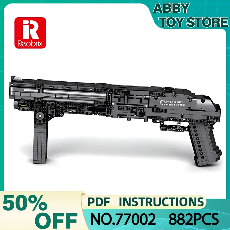 Reobrix 77002 Technical Super Shorty Shotgun Model Military Weapon Building Blocks Bricks Puzzle Toys Brithday Gifts For Kids