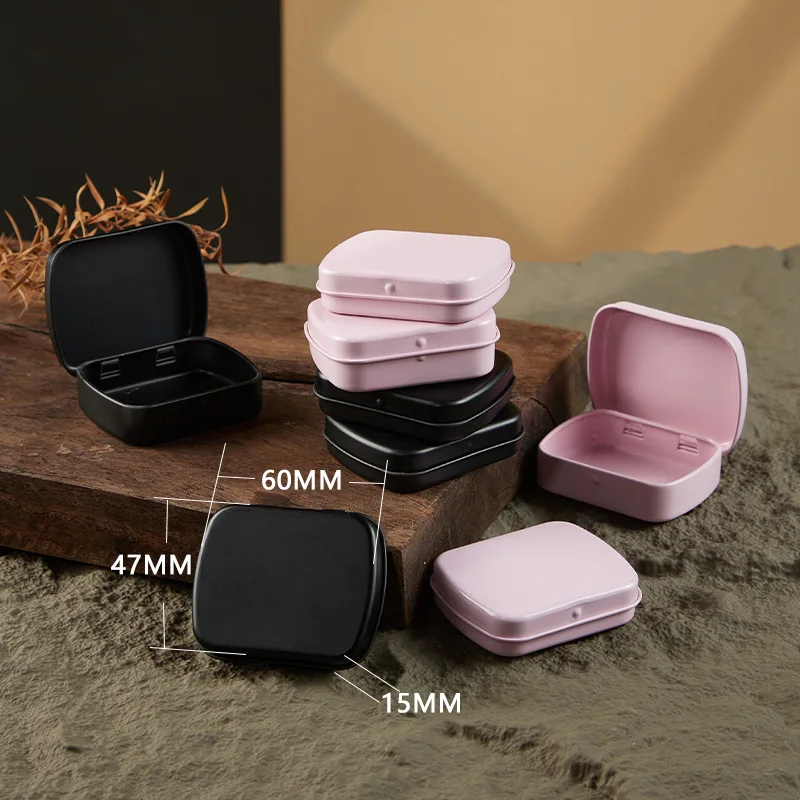 Metall Rechteckige Leere Mini Blechdose Weißblech Push Candy Pillendosen Behälter Glas Klappbehälter Kleine Organizer Aufbewahrungsbox – Detail 2