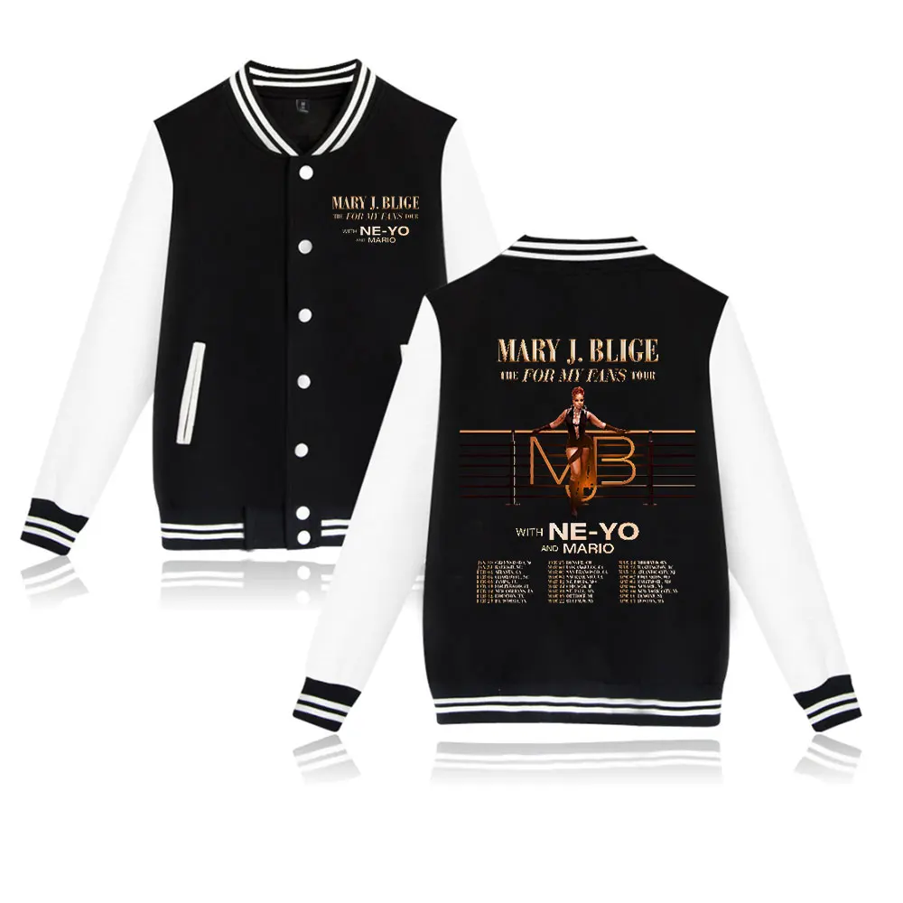 

Мэри Дж. Blige The For My Fans Tour 2025 Куртка унисекс Винтажная модная куртка с длинными рукавами Трендовая повседневная бейсбольная форма