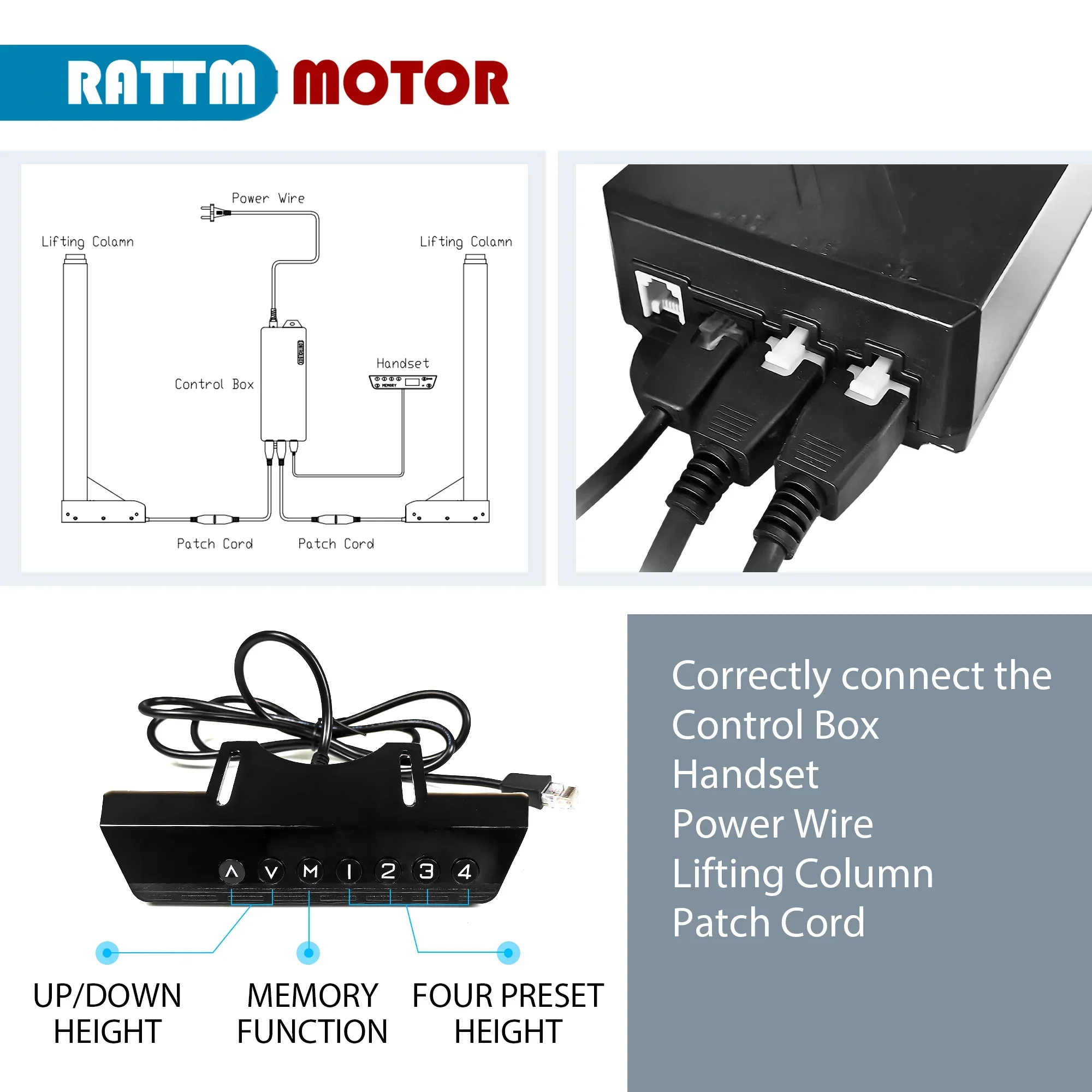 【EU Stock】RATTM MOTOR มอเตอร์คู่สองเท้าไฟฟ้าปรับความสูงได้โต๊ะยกนั่ง/โครงโต๊ะยืนสีขาว/ดํา