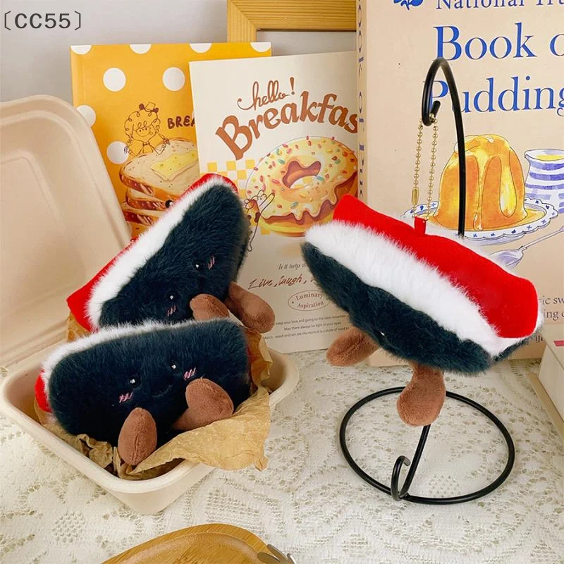 〔CC55〕Creative Cartoon Hot Dog Plush Keychain Cute Stuffed Doll Keyring Bag Pendant Backpack Hanging Decoration Lovely Gifts