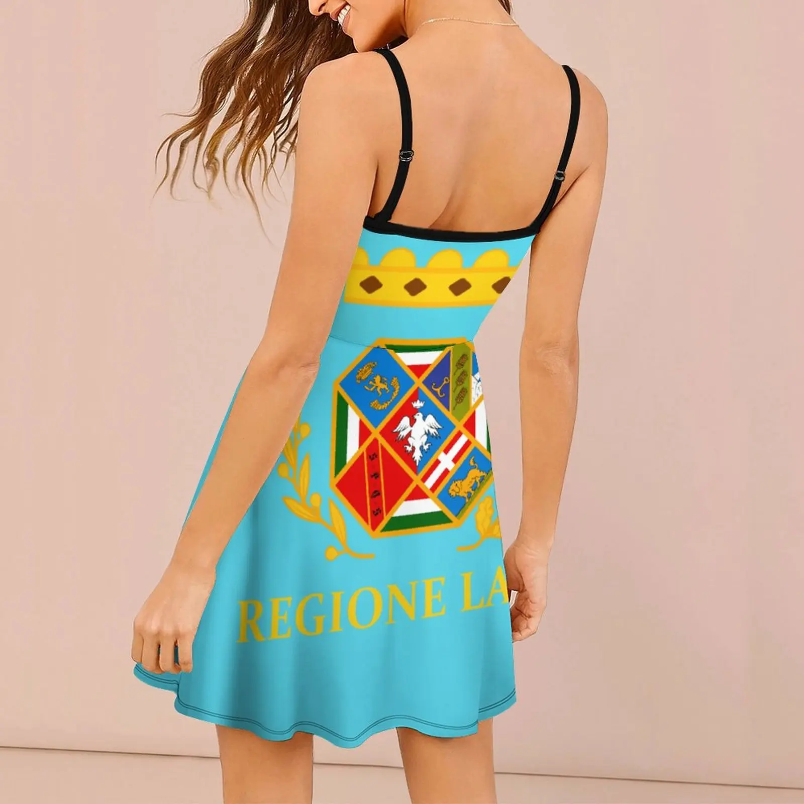 Flag of Lazio Funny Graphic Exotic Woman's Clothing Women's Sling Dress Geek Cocktails Strappy Dress