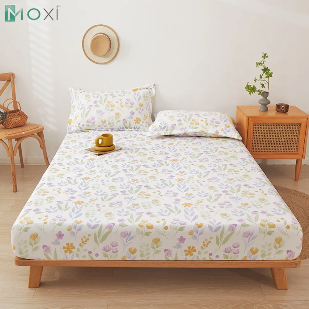 AISIRUI Floral Bed Sheet Mattress Pad Protector Cover Skin-Friendly Durable Thick Bed Cover Machine Washable Deep Pocket Home