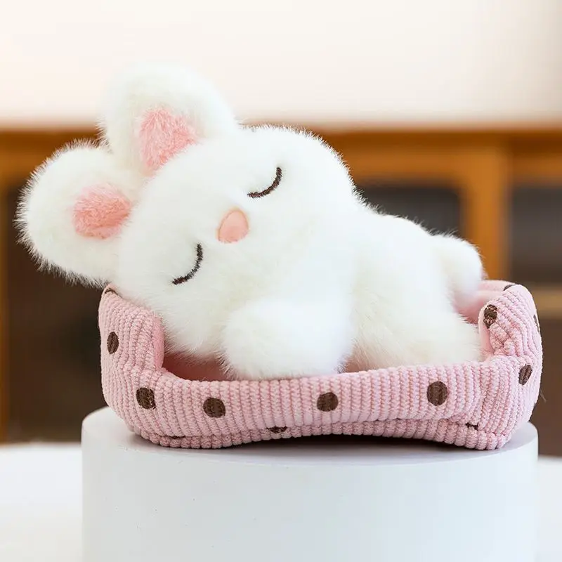 

Table Companion Sleeping Cat Plush Toy Little Rabbit Doll Fox Doll Lying Small Animal Ornament Gift