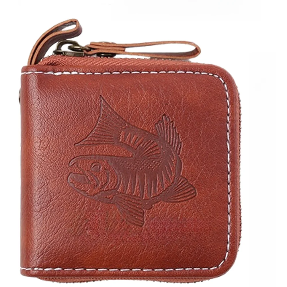Compact Leather Fly Fishing Wallet with Functional Layout for Flies Hooks Spoons and Small Terminal Tackle On the Move