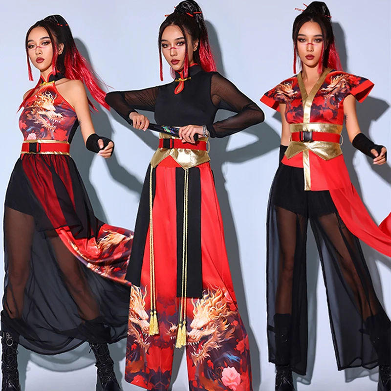 2024 Jazz Dance Costume Women Chinese Style Performance Suit Nightclub Bar Dj Gogo Dance Clothes Drag Queen Stage Outfit BL13176