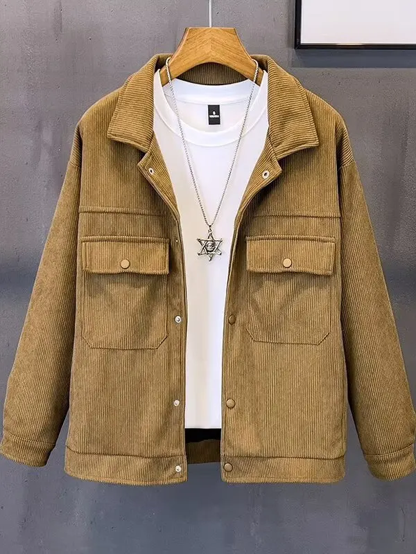 Corduroy Long Sleeve Shirt Jacket Men's Spring Autumn New Thick Casual Japanese Style Top Youth Popular Loose Fit Not Easy to...
