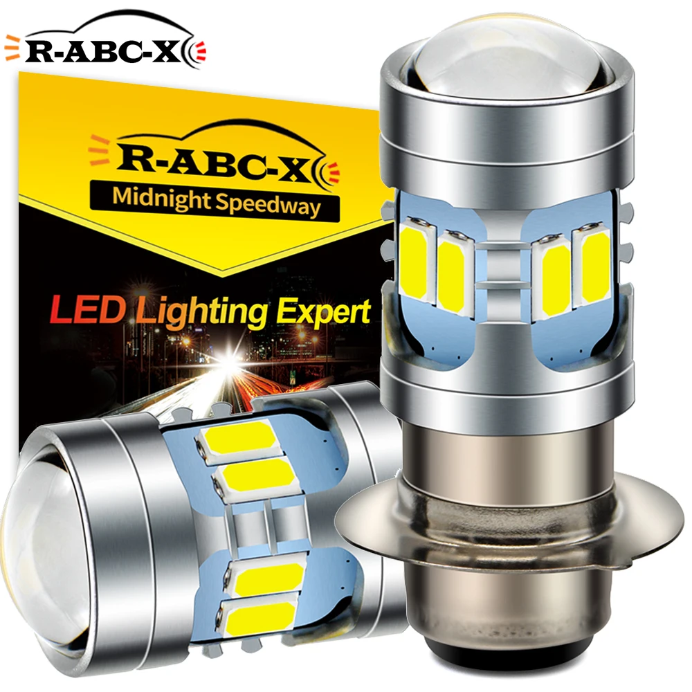 RUIANDSION 1Pcs P15D LED BA20D H6 LED Bulb Motorbike Headlight 6V 12V White 600Lm Hi/Lo Beam Plug&Play for Moped Scooter