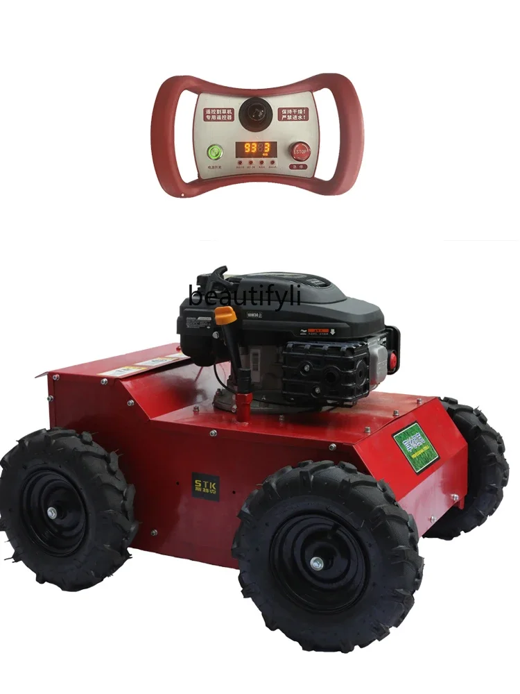 

Remote control gasoline lawn machine Zongshen Power wasteland reclamation four-wheel drive self-propelled orchard weeding