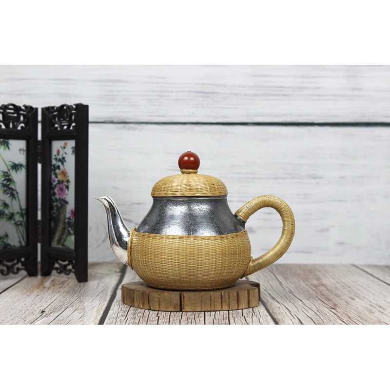 

999 sterling silver handmade tea set Japanese retro teapot kettle teacup home office tea ceremony Kungfu tea set 250ml