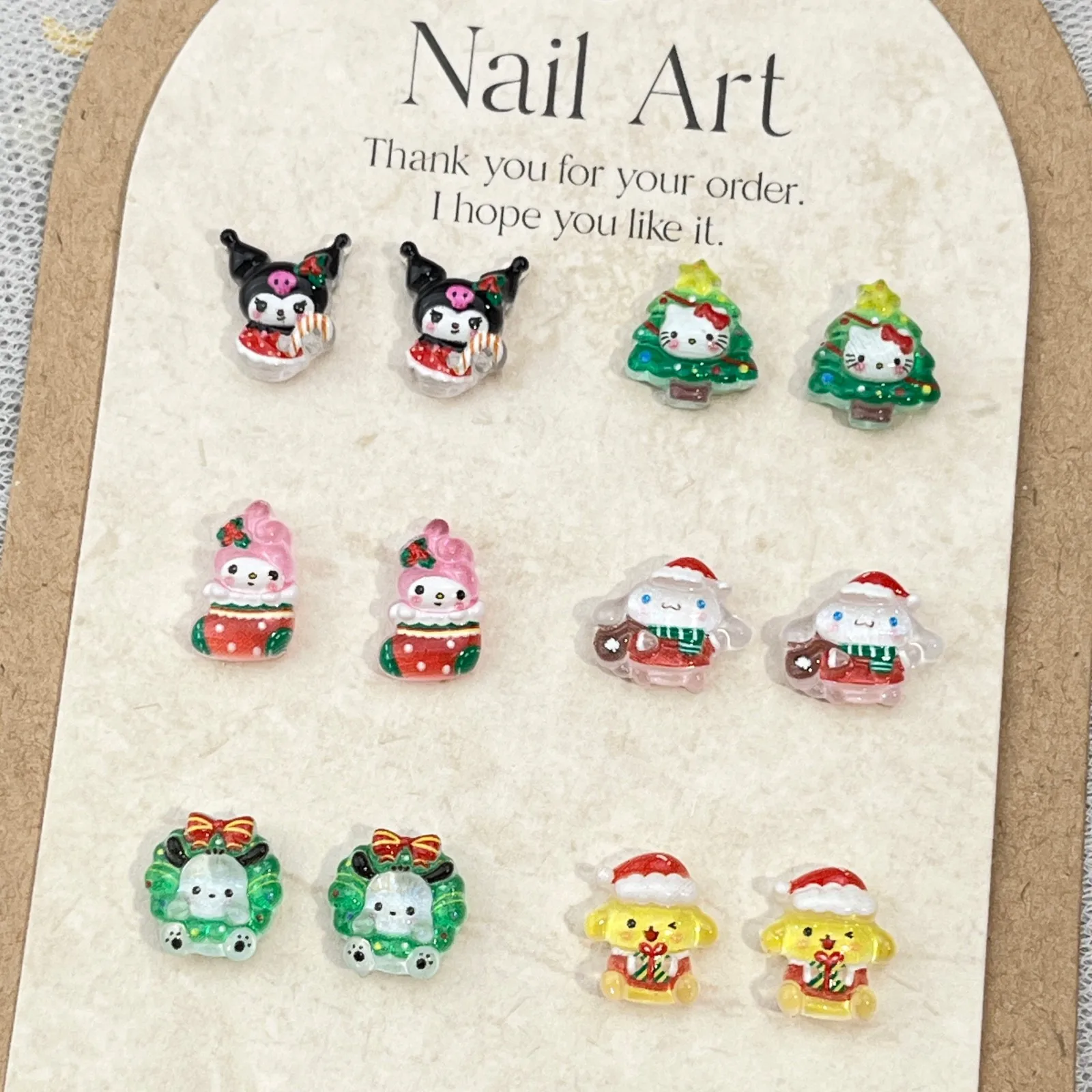 100 Stück/Packung Weihnachts-Nagelcharms - Niedliche KT Kitty Harz-Nagelkunst, Festliche DIY-Nageldekoration für Feiertags-Maniküren